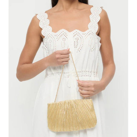 Loeffler Randall Brit Gold Pleated Flat Clutch