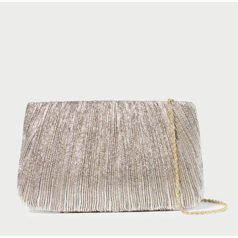 Loeffler Randall Brit Flat Pleated Clutch in Champagne