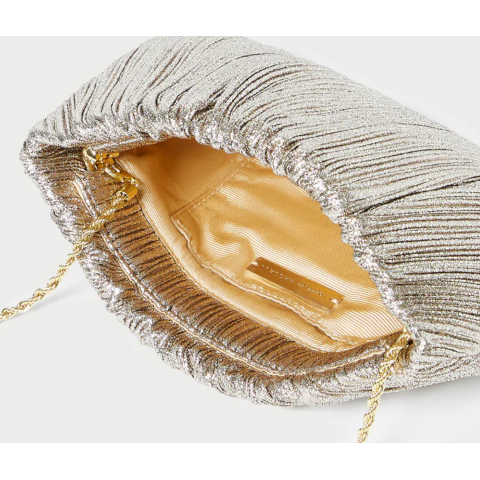 Loeffler Randall Brit Flat Pleated Clutch in Champagne