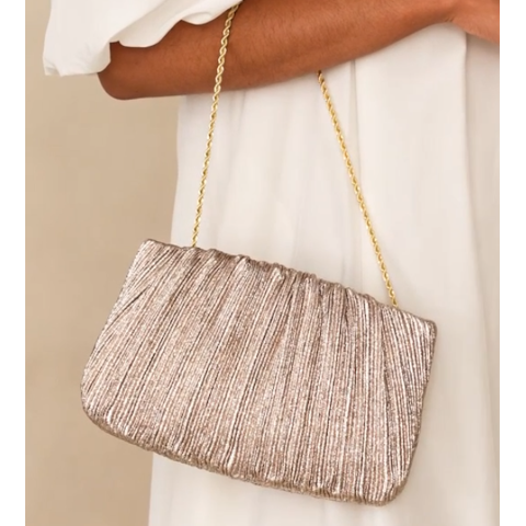 Loeffler Randall Brit Flat Pleated Clutch in Champagne