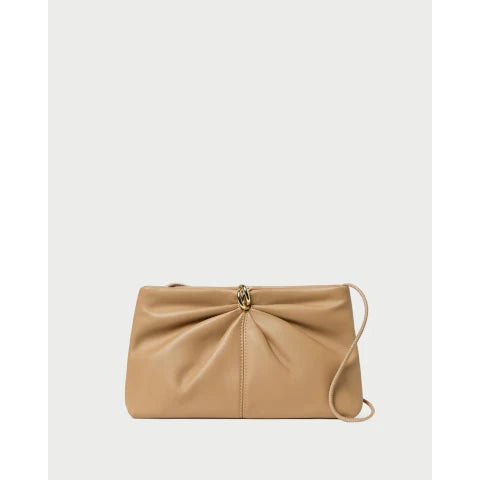 Loeffler Randall Corrine Khaki Leather Gathered Clutch