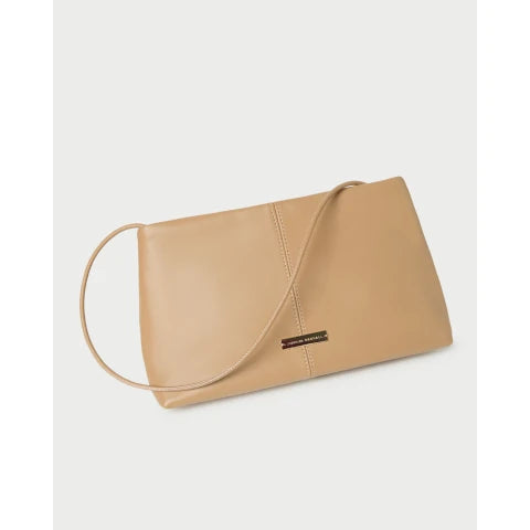 Loeffler Randall Corrine Khaki Leather Gathered Clutch