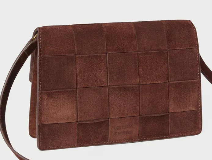 Loeffler Randall Delphine Woven Suede Shoulder Bag in Espresso