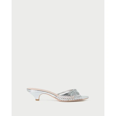 Loeffler Randall Dixie Silver Leather Kitten Heel