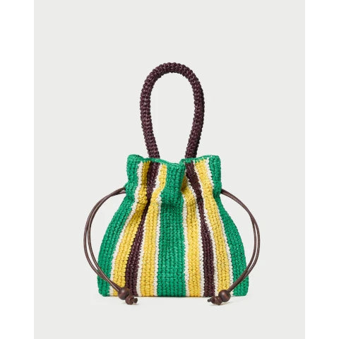 Loeffler RandallKylie Green/Yellow Raffia Drawstring Pouch