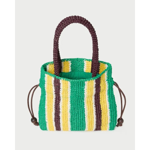 Loeffler RandallKylie Green/Yellow Raffia Drawstring Pouch