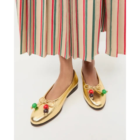 Loeffler Randall Noelle Gold Ballet with Beads