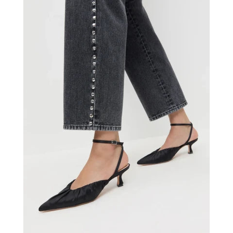 Loeffler Randall Rio Black Satin Kitten Heel