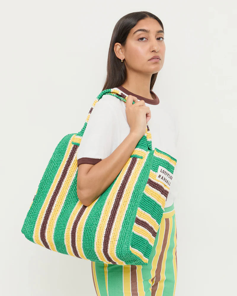 Loeffler Randall Sol Green/Yellow Crochet Beach Tote