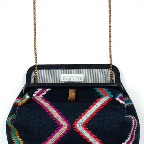 Marian Paquette Liette Navy Embroidered Clutch