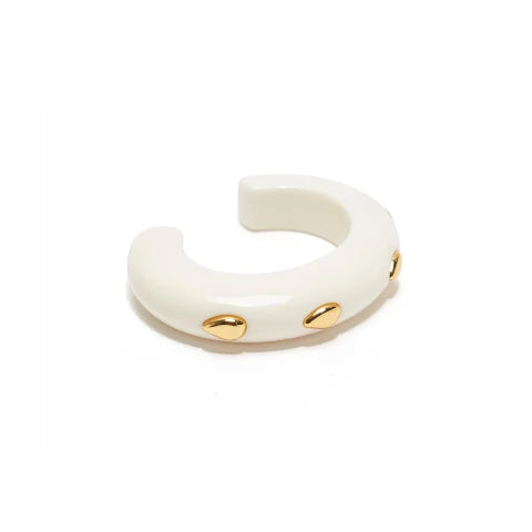 Lizzie Fortunato Ridge Cuff in Alabaster with Amber Studs