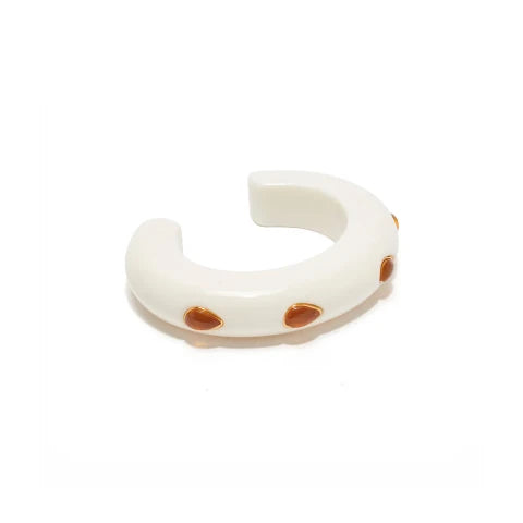 Lizzie Fortuntato Ridge Cuff in Alabaster with Amber Studs