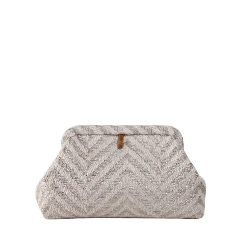 Marian Paquette Liette Clutch in Silver/Cream