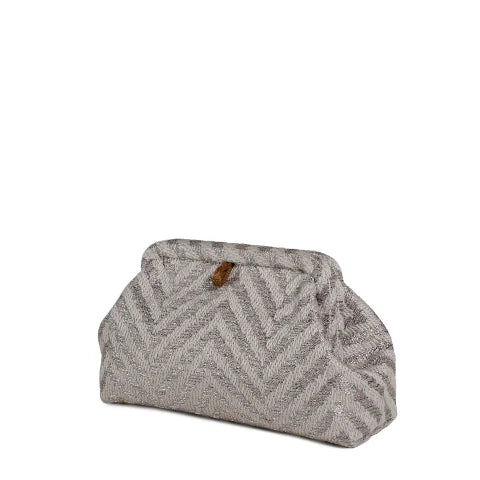 Marian Paquette Liette Clutch in Silver/Cream