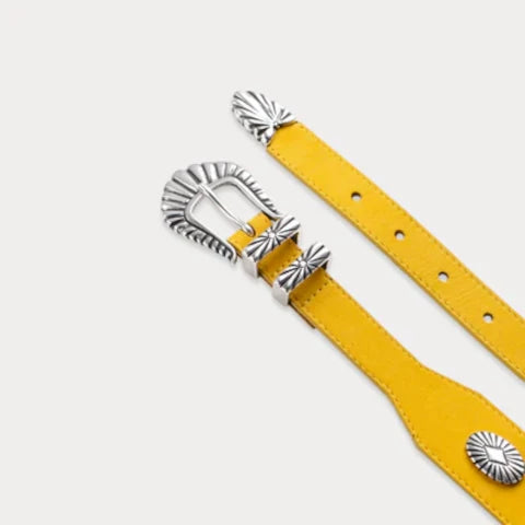 Maison Boinet Bonnie Yellow Belt with Silver Studs