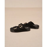 Manebi Nordic Sandal with Fur in Black