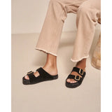 Manebi Nordic Sandal with Fur in Black