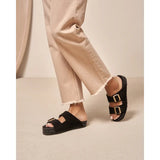 Manebi Nordic Sandal with Fur in Black