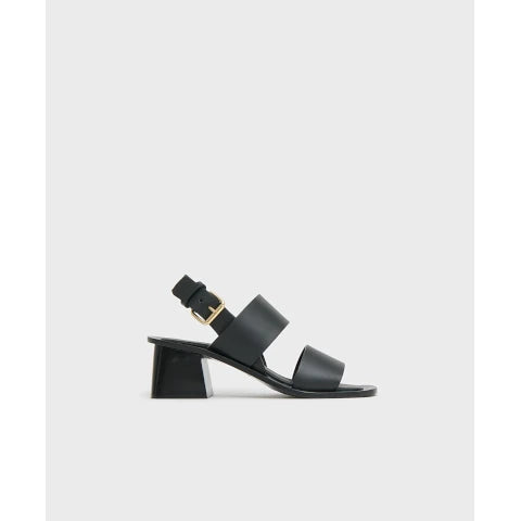 Mansur Gavriel Double Strap Heeled Sandal in Black