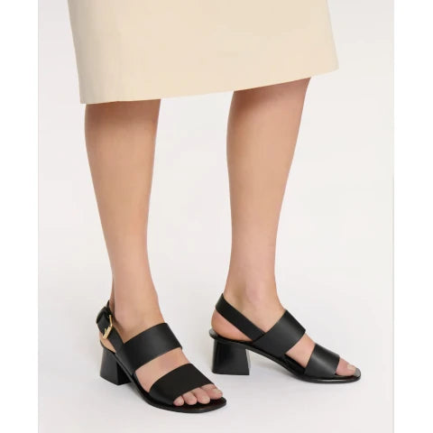 Mansur Gavriel Double Strap Heeled Sandal in Black