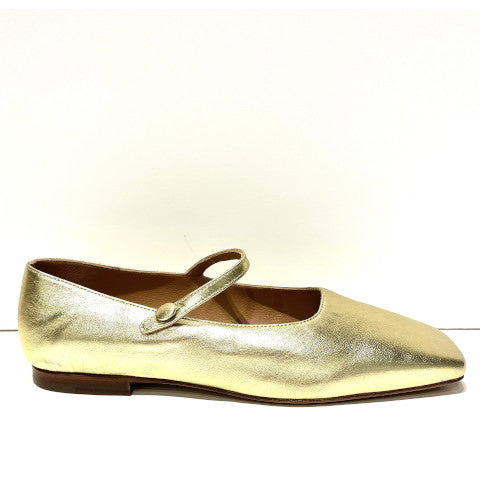 Mansur Gavriel Square Toe Mary Jane in Gold