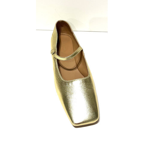 Mansur Gavriel Square Toe Mary Jane in Gold