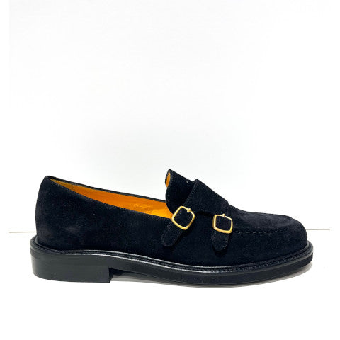 Mara Bini Renna Black Suede Monk Strap Loafer