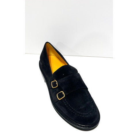 Mara Bini Renna Black Suede Monk Strap Loafer