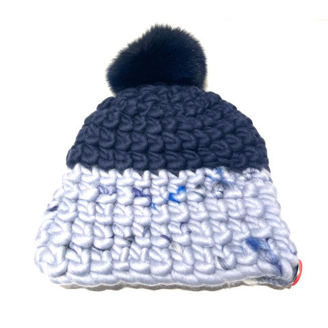 Mischa Lampert Beanie in Navy Blue Frost with Navy Pom