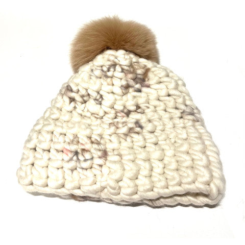 Mischa Lampert Beanie in Pastel Twombly with Camel Pom