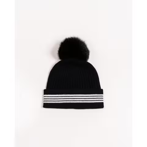 Mitchie's Matchings Black Beanie with White Striped Cuff