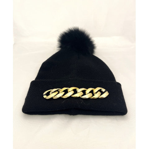 Mitchie's Matchings Black Hat with Gold Chain