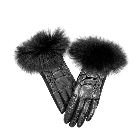 Mitchie's Matchings Black Shiny Puffer Gloves