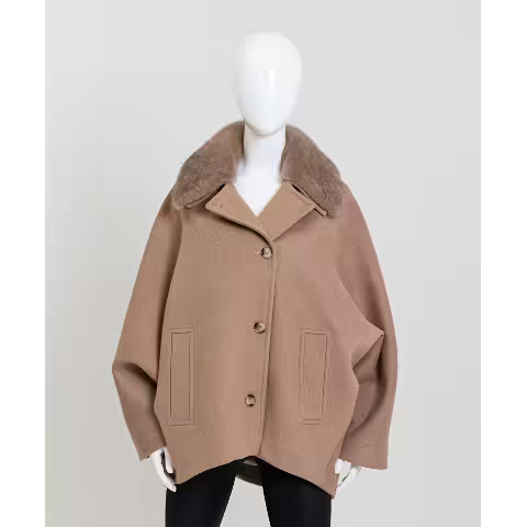 Mitchie's Matchings Camel Jacket with Mink Collar