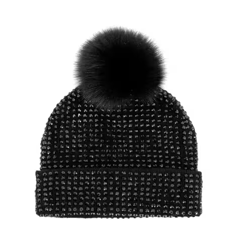 Mitchie's Matchings Crystal Beanie with Fox Pom