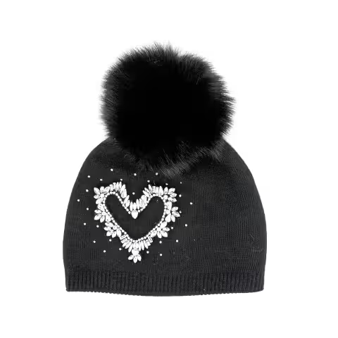 Mitchie's Matchings Crystal Heart Hat with Fox Pom