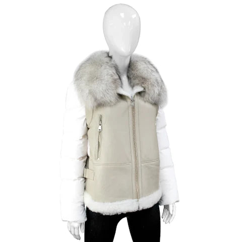 Mitchie's Matchings Ivory Shearling Jacket