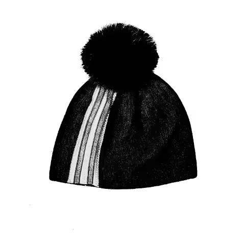 Mitchie's Matchings Triple Stripe Beanie with Fox Pom
