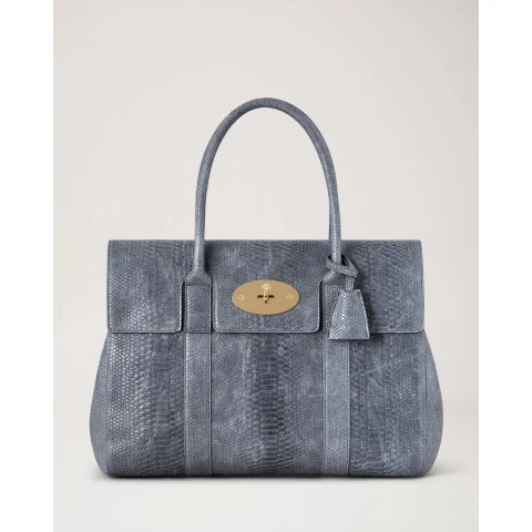 Mulberry Bayswater in Foggy Grey Waxed Snake Print
