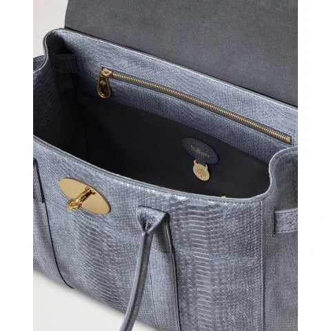 Mulberry Bayswater in Foggy Grey Waxed Snake Print