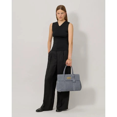 Mulberry Heritage Bayswater in Foggy Grey Suede