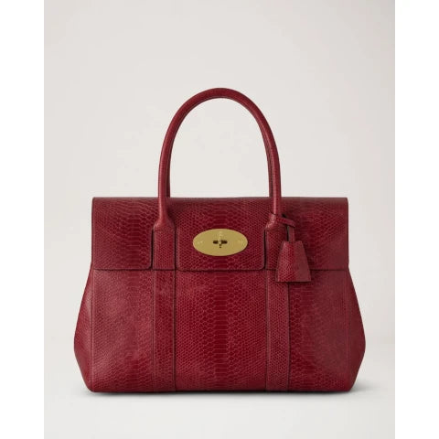 Mulberry Bayswater in Apple Red Waxed Snake Print