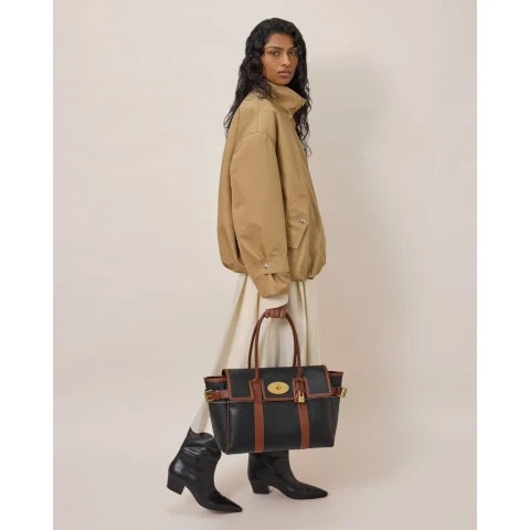 Mulberry Bayswater in Black Cognac Scotchgrain