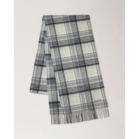 Mulberry Heritage Check Scarf Eggshell & Black Merino Wool