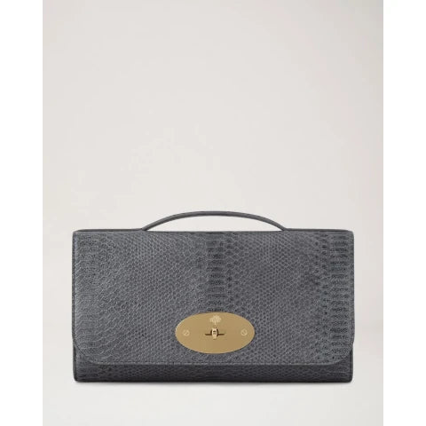 Mulberry Medium Lily in Foggy Grey Waxed Snake Print
