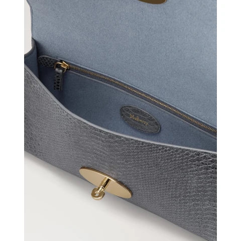 Mulberry Lily Clutch in Foggy Grey Waxed Snake Print
