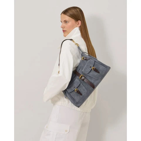 Mulberry Roxanne Shoulder Bag in Foggy Grey Suede