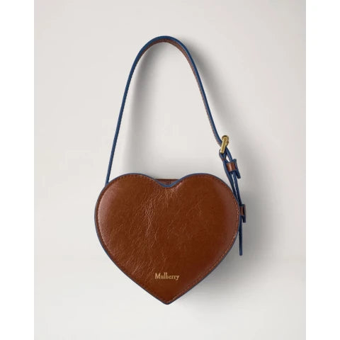 Mulberry Roxanne Mini Heart Bag in Oak with Blue Trim