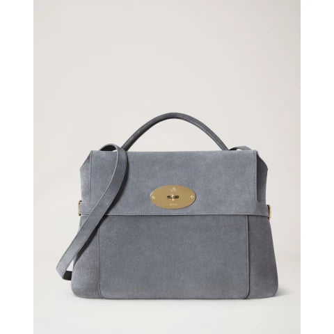 Mulberry Stevie Top Handle in Foggy Grey Suede