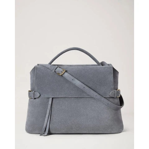 Mulberry Stevie Top Handle in Foggy Grey Suede